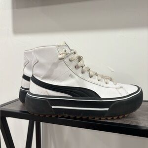 PUMA White and Black High-Top Sneakers